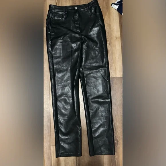 Aritzia Wilfred Black Faux Leather Pants #c15 - Picture 3 of 3